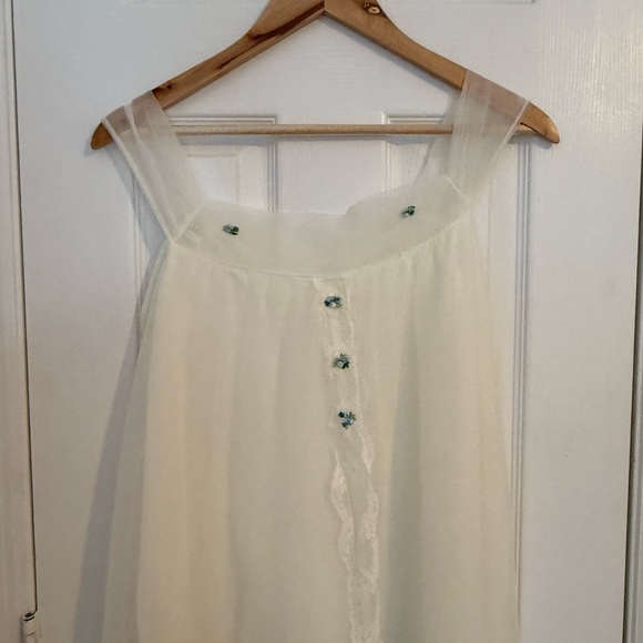 VINTAGE RADCLIFFE White Peignoir Nightgown 50s Chiffon Laced Two Piece Set - Picture 7 of 16